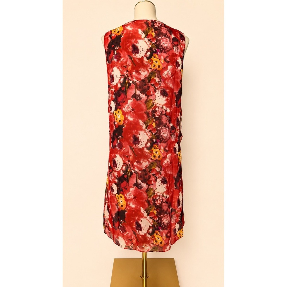 NWT Sundance, Women's, Red Floral, Silk, V-Neck, Tie Waist, Dress Size 10 - Picture 9 of 12